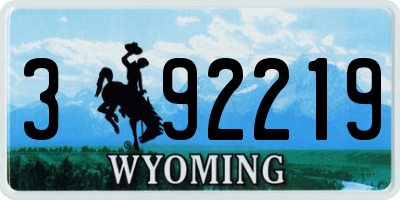 WY license plate 392219