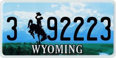 WY license plate 392223