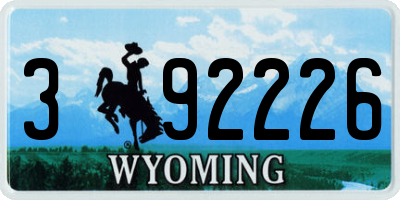 WY license plate 392226