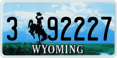 WY license plate 392227