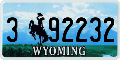 WY license plate 392232