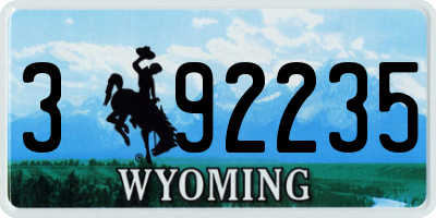 WY license plate 392235