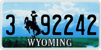 WY license plate 392242