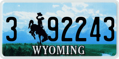WY license plate 392243