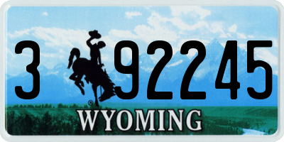 WY license plate 392245