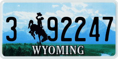 WY license plate 392247