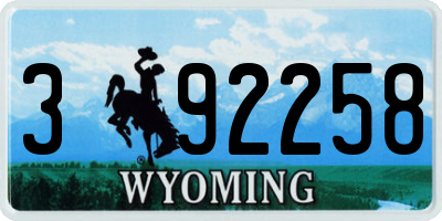 WY license plate 392258