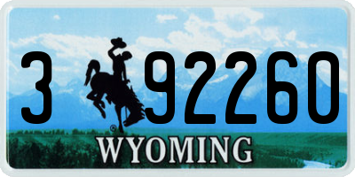 WY license plate 392260