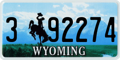 WY license plate 392274