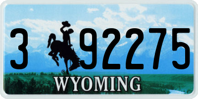 WY license plate 392275