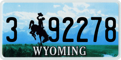 WY license plate 392278