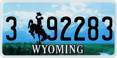 WY license plate 392283