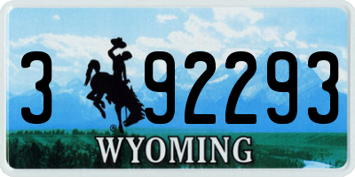 WY license plate 392293