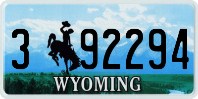 WY license plate 392294