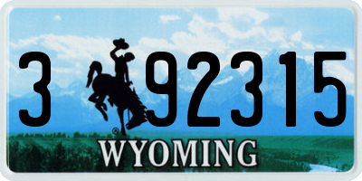 WY license plate 392315