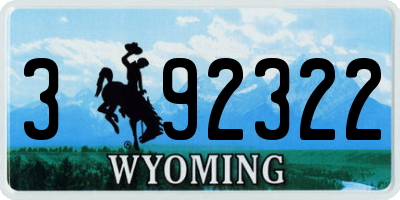 WY license plate 392322