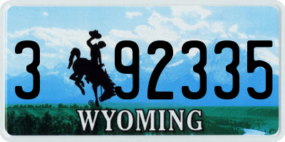 WY license plate 392335