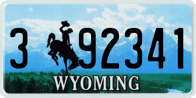WY license plate 392341