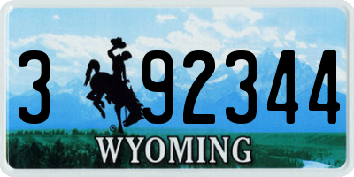 WY license plate 392344