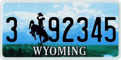 WY license plate 392345