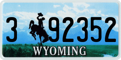 WY license plate 392352