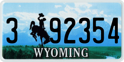 WY license plate 392354