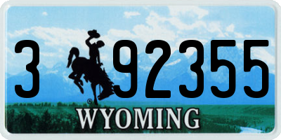 WY license plate 392355