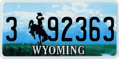 WY license plate 392363