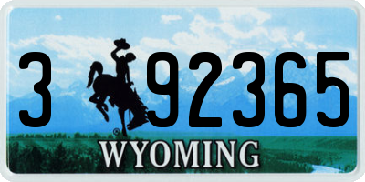 WY license plate 392365