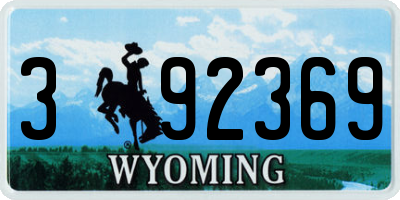 WY license plate 392369