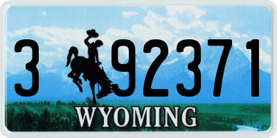 WY license plate 392371