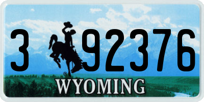 WY license plate 392376