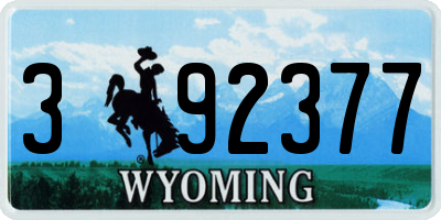 WY license plate 392377