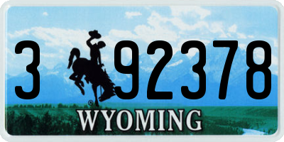 WY license plate 392378