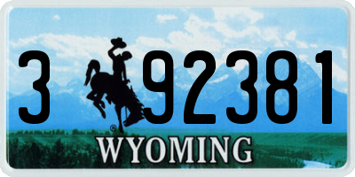 WY license plate 392381