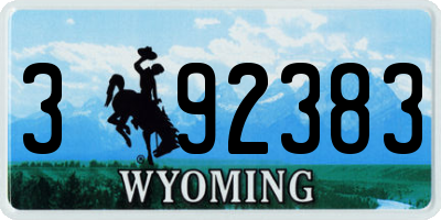 WY license plate 392383