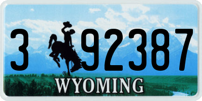 WY license plate 392387