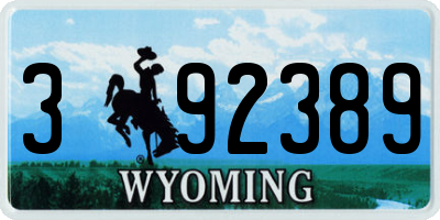 WY license plate 392389