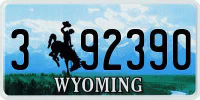 WY license plate 392390