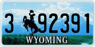 WY license plate 392391