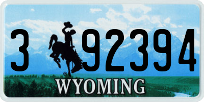 WY license plate 392394