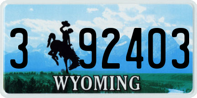 WY license plate 392403