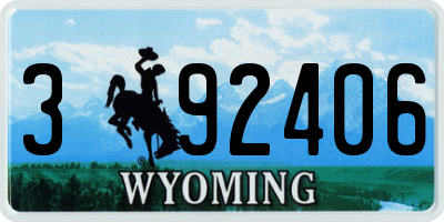 WY license plate 392406