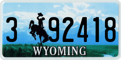 WY license plate 392418