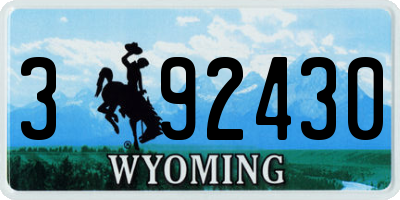 WY license plate 392430