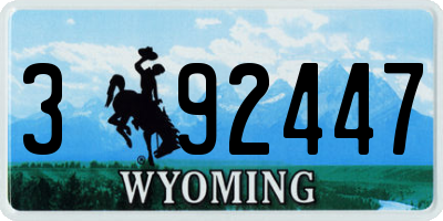WY license plate 392447
