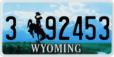 WY license plate 392453