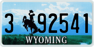WY license plate 392541