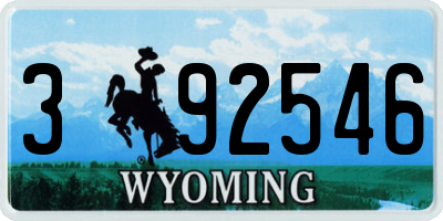 WY license plate 392546