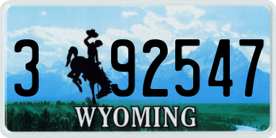 WY license plate 392547